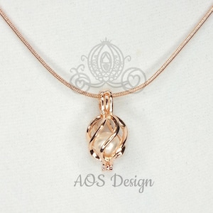 Rose Gold Pearl Cage Pendant Necklace: Elegant Minimalist Jewelry