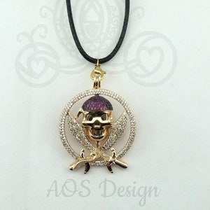 Gold Pirate Skull Pearl Cage Charm Necklace - Disney Cruise Accessory