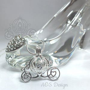 Cinderella Carriage Silver Plated Pearl Cage - Princess Pick A Pearl or Wish Pearl Epcot Pumpkin Locket