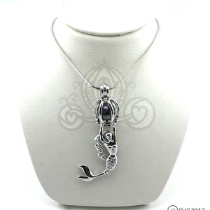 Mermaid Pearl Cage Necklace | Ariel Costume Jewelry | Locket with Charm