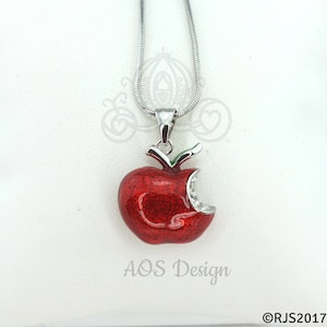 Sterling Silver Snow White Poison Apple Charm Necklace - Descendants Necklace- Handmade Jewelry Gift for Her