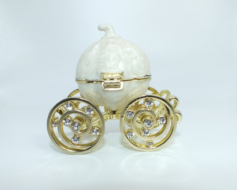 Wedding Engagement Gold Ring Box Cinderella Carriage Wedding Decor image 2