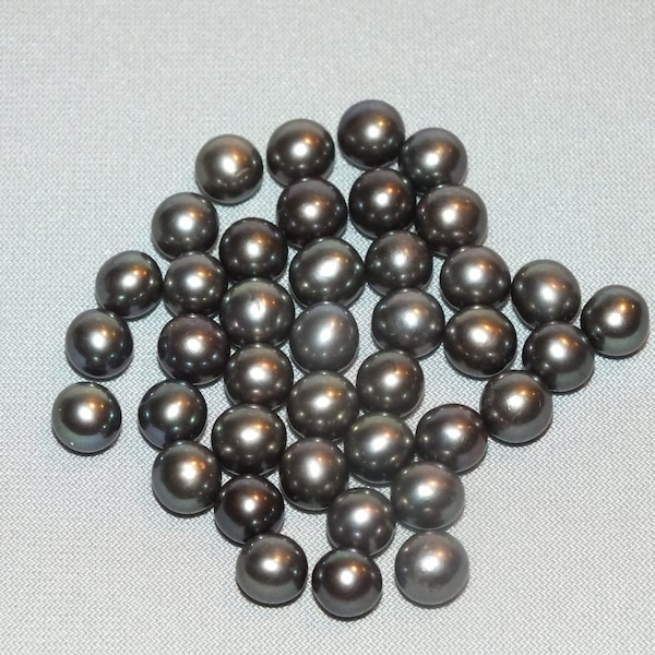 Black Pearl Tahitian Style Freshwater Cultured Loose Pearl Round Black for Pearl Cages, Charms, Necklaces