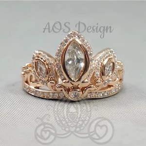 Rapunzel Crown Ring: Rose Gold Sterling Silver Cubic Zirconia