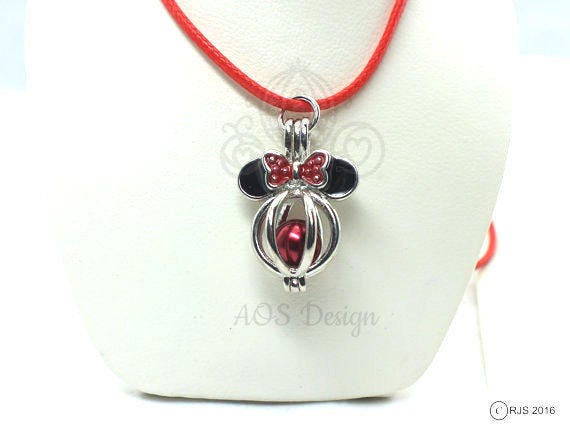 Mickey Mouse Pendant Pearl Cage Sterling Silver Pick A Pearl or Wish Pearl  Epcot 