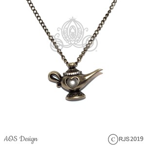 Aladdin Genie Lamp Pearl Cage Antique Gold Distressed Brass Locket Necklace Pendant Charm Princess Jasmine