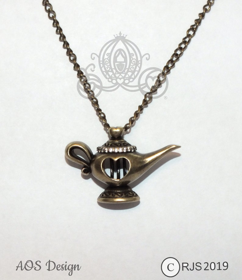 Aladdin Genie Lamp Pearl Cage Antique Gold Distressed Brass Locket Necklace Pendant Charm Princess Jasmine