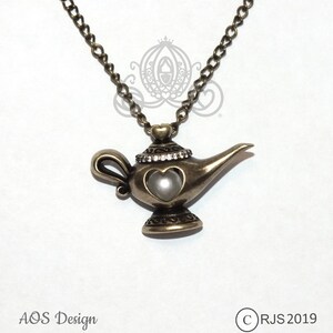 Aladdin Genie Lamp Pearl Cage Antique Gold Distressed Brass Locket Necklace Pendant Charm Princess Jasmine