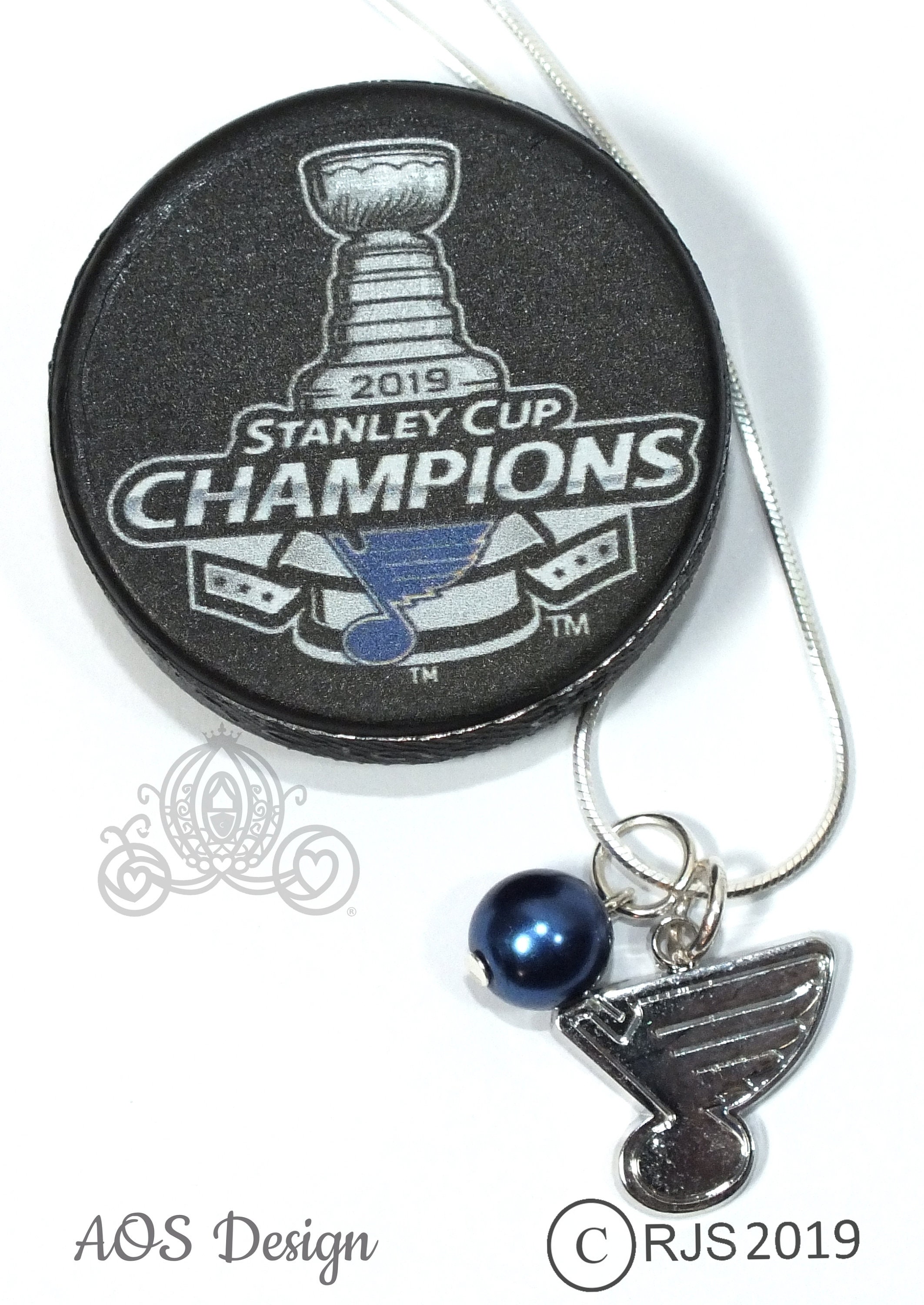 NHL St Louis Blues Hockey Sterling Silver Blue Note Necklace 
