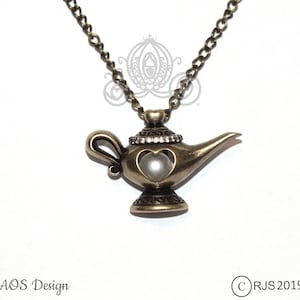 Aladdin Magic Lamp Pearl Cage Necklace - Jasmine Costume Props Antique Gold