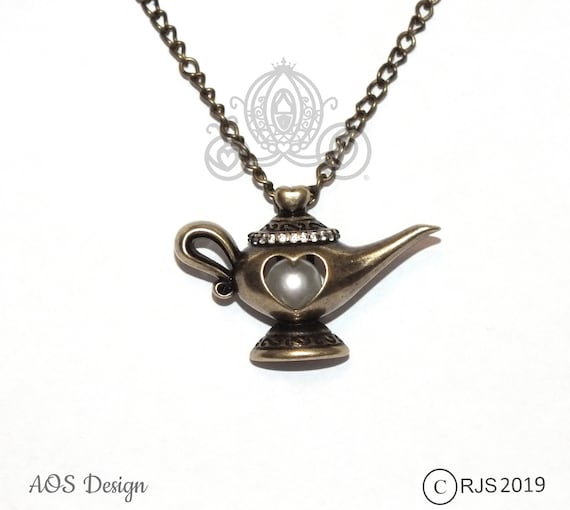 Aladdin Magic Lamp Pearl Cage Necklace - Jasmine Costume Props Antique Gold