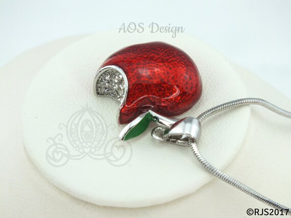 Sterling Silver Snow White Poison Apple Necklace for Cosplay or