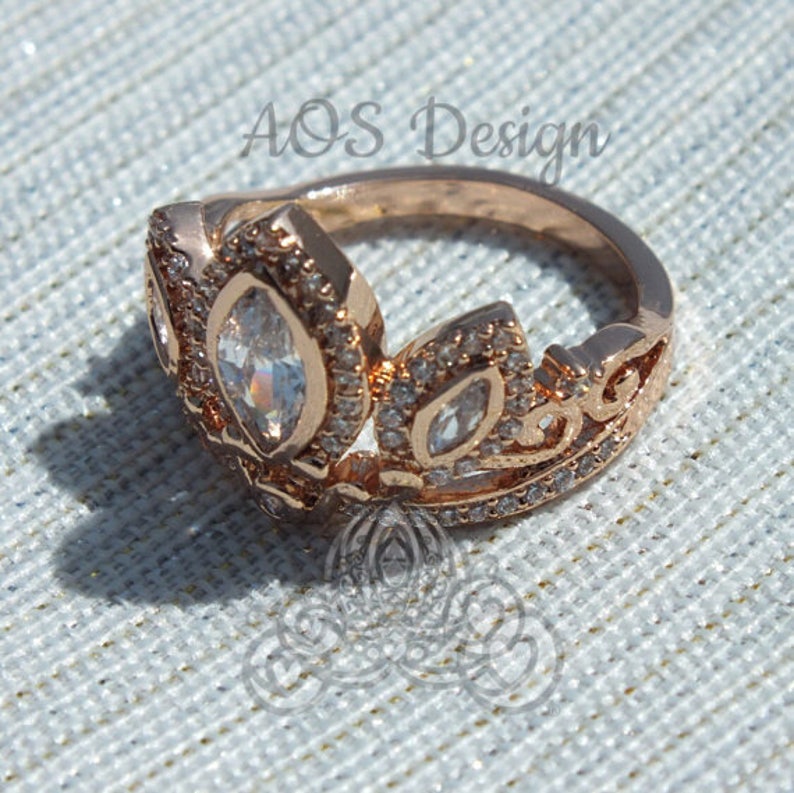 Tangled Rose Gold Ring Crown Cubic Zirconia Rose Gold Sterling Silver or Brass image 3