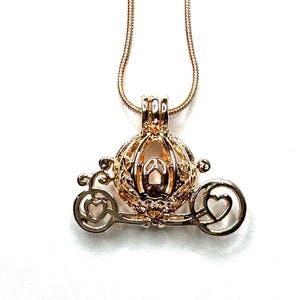Cinderella Carriage Pearl Cage 18kt Rose Gold Plated 925 Sterling Silver Charm