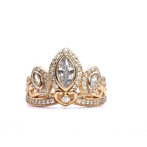 Rapunzel Crown Tangled Promise Ring - Rose Gold Sterling Silver Princess Ring
