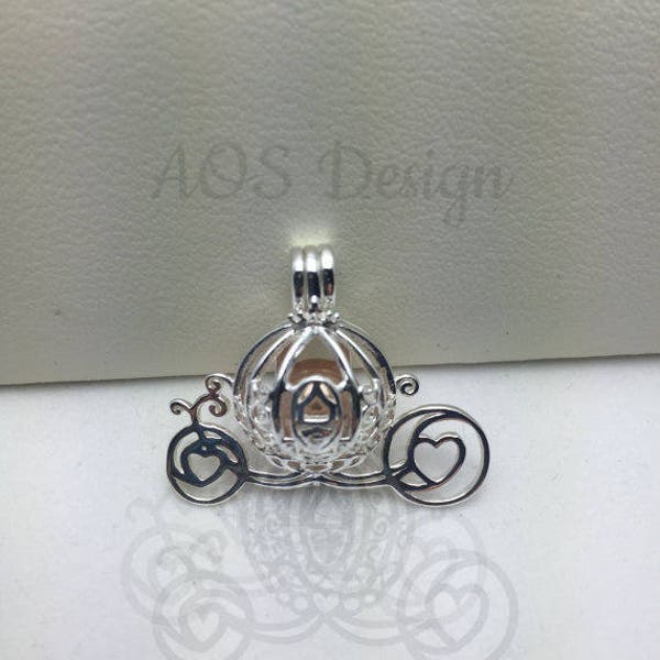 Sterling Silver Cinderella Carriage Pearl Cage Sterling Silver Princess Charm