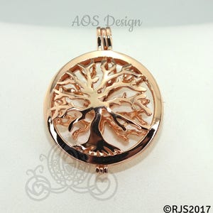 Family Tree Pearl Cage Necklace Rose Gold Plated Locket Charm Tree of Life Mother Bead Cage image 3