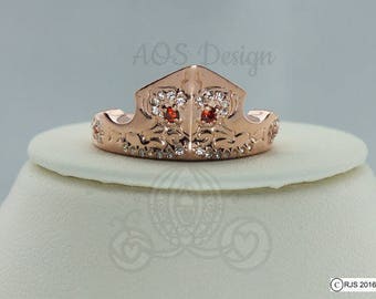 Sleeping Beauty Aurora Princess Ring Rose Gold Plated Sterling Silver