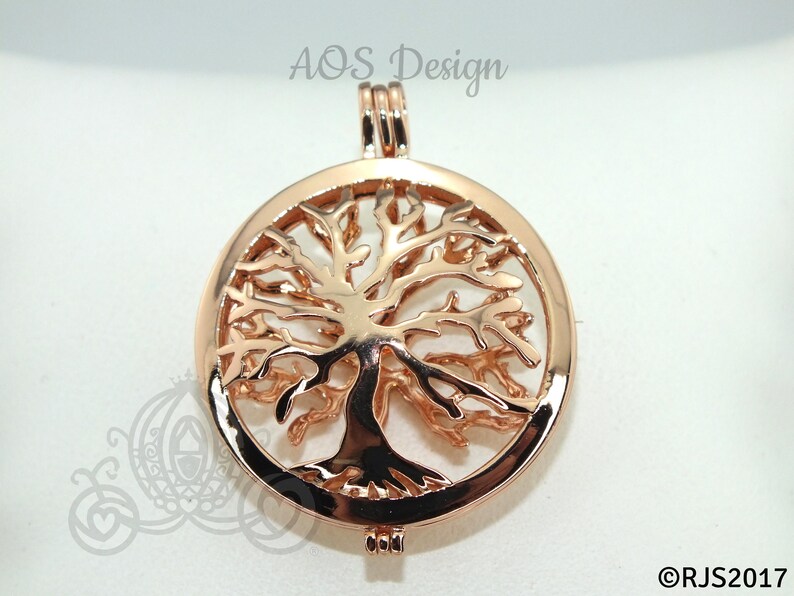 Family Tree Pearl Cage Necklace Rose Gold Plated Locket Charm Tree of Life Mother Bead Cage CHARM ONLY