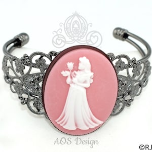 Sleeping Beauty Cuff Bracelet Pink or Black Cameo Jewelry