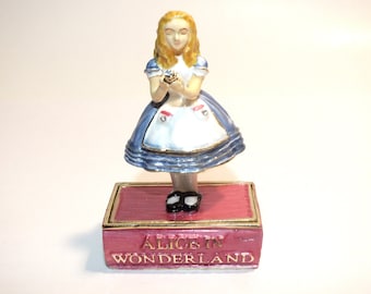 Alice in Wonderland Ring Box: Enamel Trinket Box with Necklace