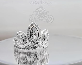 Sterling Silver Rapunzel Tangled Crown Ring, Tiara Ring for Engagement