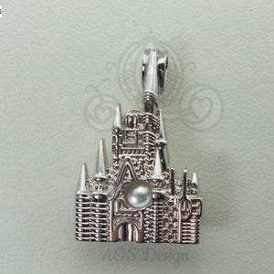 Cinderella Castle Pearl Cage Necklace 925 Sterling Silver Cage Silver Necklace Princess Queen Kingdom Cinderella Charm Pendant