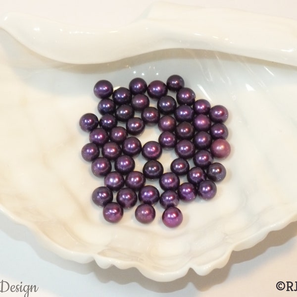 Purple Pearl Freshwater Cultured Loose Pearl Round Dark Purple for Pearl Cages, Charms, Necklaces