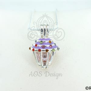 Purple Cupcake Pearl Cage Charm Cute Gift Idea for Her Birthday image 8