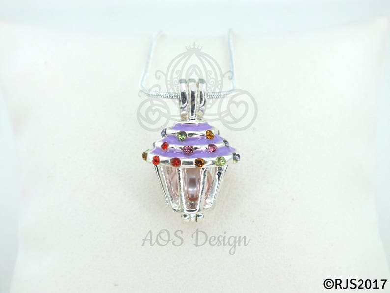 Purple Cupcake Pearl Cage Charm Cute Gift Idea for Her Birthday image 8