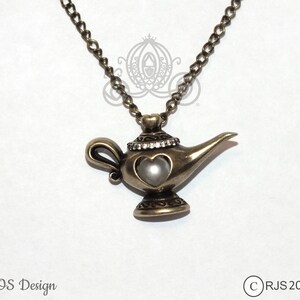 Aladdin Genie Lamp Pearl Cage Antique Gold Distressed Brass Locket Necklace Pendant Charm Princess Jasmine