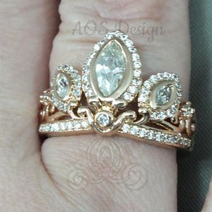 Tangled Rose Gold Ring Crown Cubic Zirconia Rose Gold Sterling Silver or Brass image 4