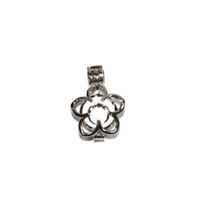 Pick A Pearl Flower Cage Necklace Silver Plumeria Outline Charm Holds a Pearl Bead Gem 18 Silver Necklace Charm only