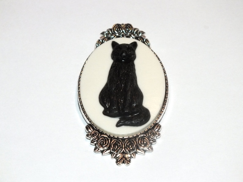 Black Cat Cameo Brooch Pin Halloween Cat Jewelry Hair Accessories Etsy