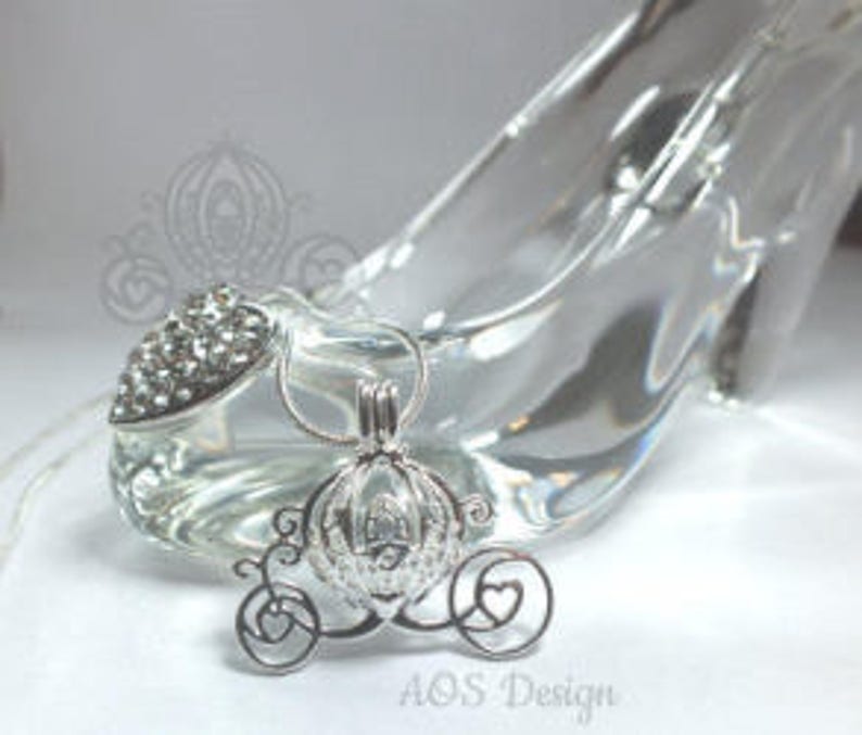 Cinderella Carriage Pearl Cage Silver Plated Charm Necklace image 5