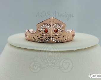 Aurora Sleeping Beauty Ring Rose Gold Tiara Princess Disney Crown 18kt Gold Plated Sterling Silver