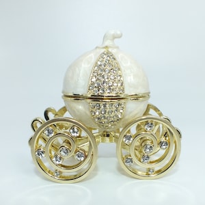 Wedding Engagement Gold Ring Box Cinderella Carriage Wedding Decor image 10