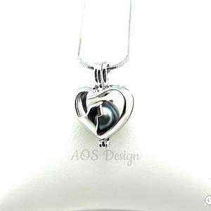 Silver Cat Pearl Pearl Cage Necklace For Cat Lover Gift -  Holds Loose Pearl