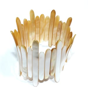 Mother of Pearl Cuff Bracelet - Handmade South Sea Shell Jewelry for Beach Lovers