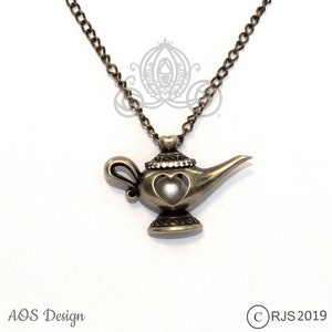Aladdin Genie Lamp Pearl Cage Antique Gold Distressed Brass Locket Necklace Pendant Charm Princess Jasmine