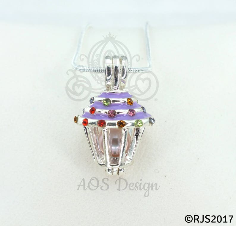 Purple Cupcake Pearl Cage Charm Cute Gift Idea for Her Birthday image 9