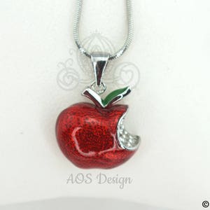 Sterling Silver Snow White Poison Apple Necklace For Cosplay or Handmade Gift image 2