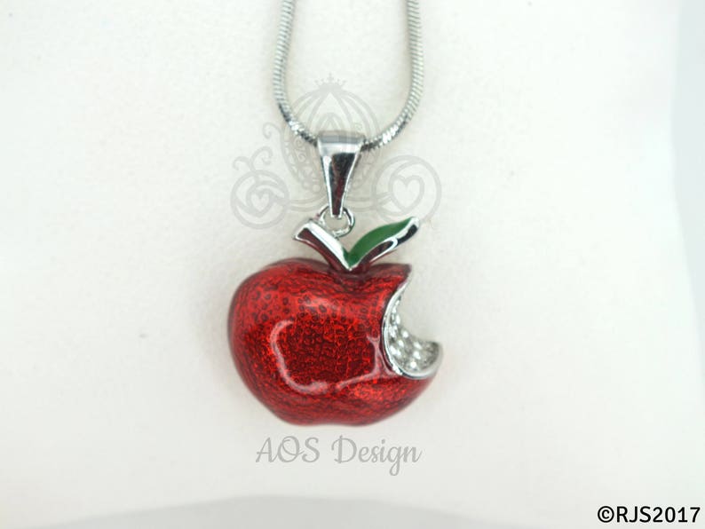 Sterling Silver Snow White Poison Apple Necklace For Cosplay or Handmade Gift image 2