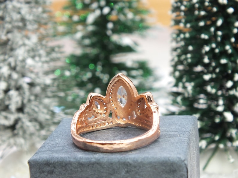 Tangled Rose Gold Ring Crown Cubic Zirconia Rose Gold Sterling Silver or Brass image 9