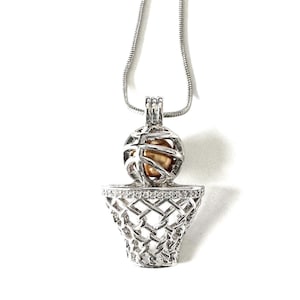 Basketball Pearl Cage Necklace Locket Gift for Boy & Girl