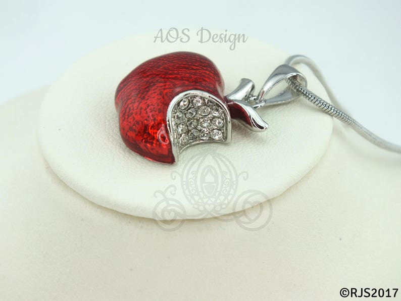 Sterling Silver Snow White Poison Apple Necklace For Cosplay or Handmade Gift image 9