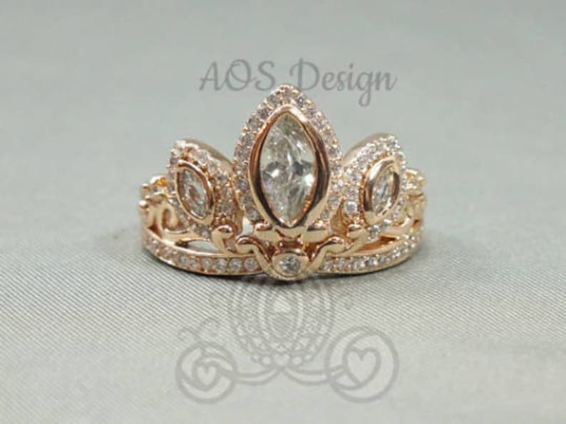 Tangled Rose Gold Ring Crown Cubic Zirconia Rose Gold Sterling Silver or Brass image 5