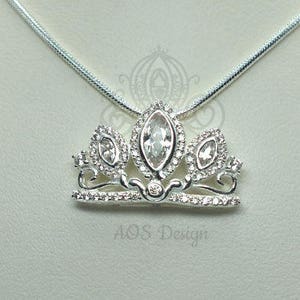 Rapunzel Tangled Pendant Necklace Disney Princess 925 Silver Tiara ...