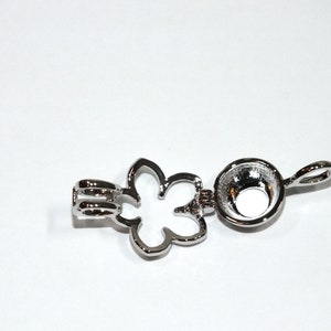 Pick A Pearl Flower Cage Necklace Silver Plumeria Outline Charm Holds a Pearl Bead Gem 18 Silver Necklace image 6