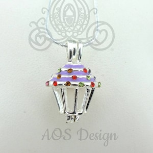 Purple Cupcake Pearl Cage Charm Cute Gift Idea for Her Birthday image 2